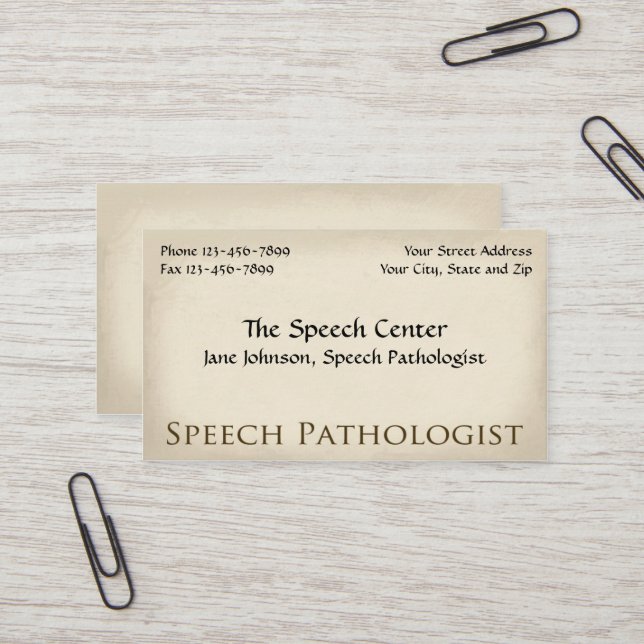 Speech Pathologist Therapist Business Card (Front/Back In Situ)