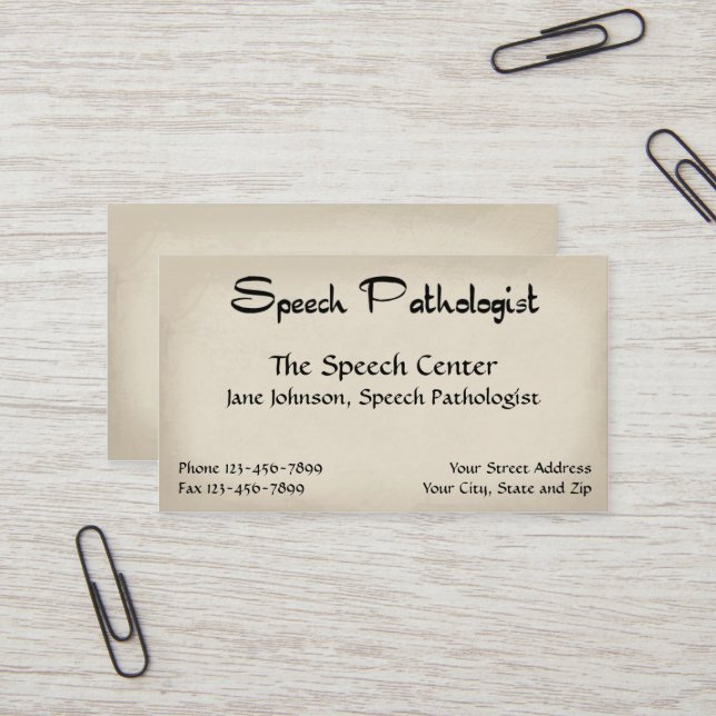 Speech Pathologist Therapist Business Card (Front/Back In Situ)