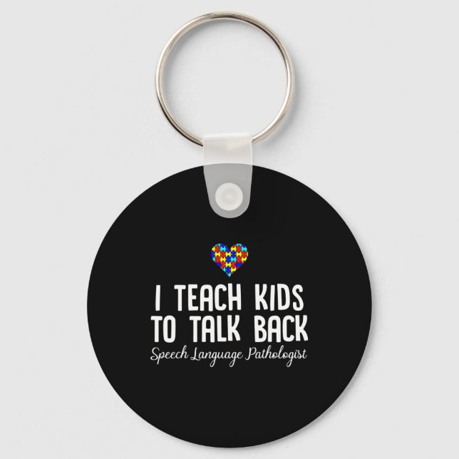 Speech Pathology Therapy Talk Autism Awareness Mon Key Ring (Front)