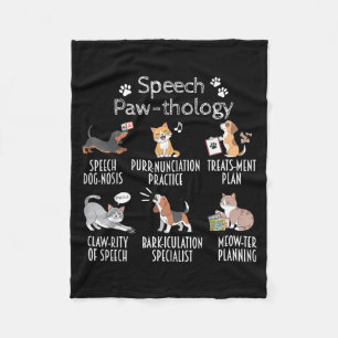 Speech Paw-thology Funny Cats Puns Speech Language Fleece Blanket