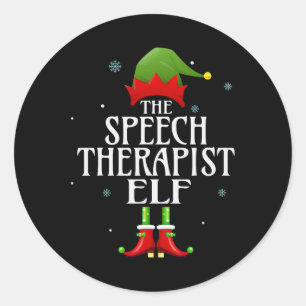 Speech Therapist Elf Xmas Matching Family Group Ch Classic Round Sticker