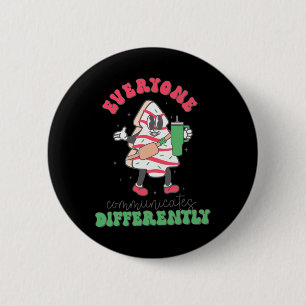 Speech Therapy Christmas Everyone Communicate Diff 6 Cm Round Badge