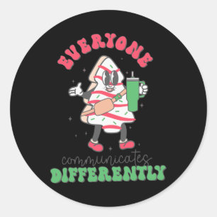 Speech Therapy Christmas Everyone Communicate Diff Classic Round Sticker