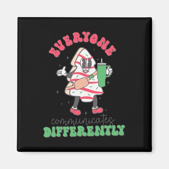 Speech Therapy Christmas Everyone Communicate Diff Magnet (Front)