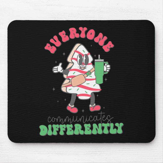 Speech Therapy Christmas Everyone Communicate Diff Mouse Pad (Front)