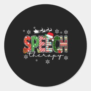 Speech Therapy Christmas Sweater Santa Holiday Fun Classic Round Sticker