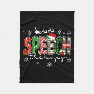 Speech Therapy Christmas Sweater Santa Holiday Fun Fleece Blanket