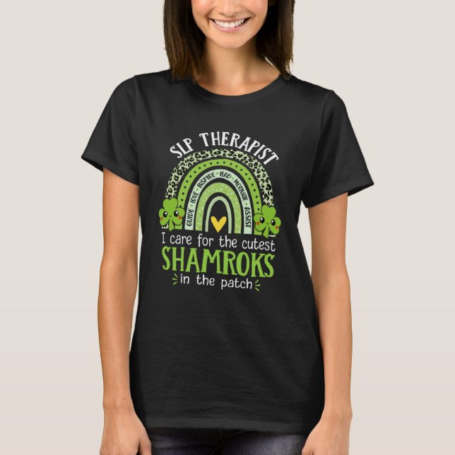 Speech Therapy Cutest Shamrocks Therapist St Patri T-Shirt (Front)