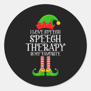 Speech Therapy Elf Christmas Funny School Therapis Classic Round Sticker