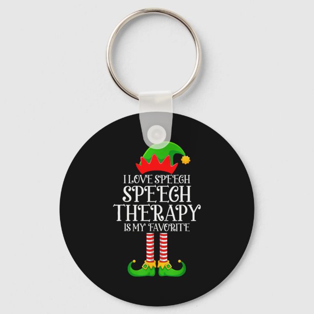 Speech Therapy Elf Christmas Funny School Therapis Key Ring (Front)