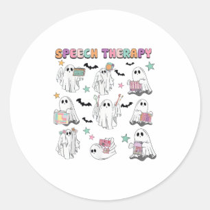 Speech Therapy Halloween Ghost Speech Language Pat Classic Round Sticker