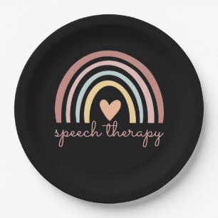 Speech Therapy I - Boho Rainbow Paper Plate