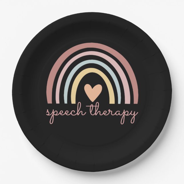 Speech Therapy I - Boho Rainbow Paper Plate (Front)