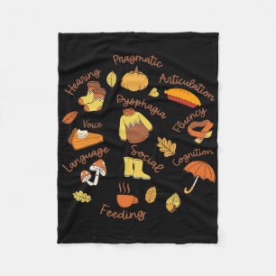 Speech Therapy Language Pathology Thanksgiving Slp Fleece Blanket