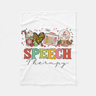 Speech Therapy Pathologist Slp Christmas Thanksgiv Fleece Blanket