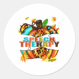Speech Therapy Pumpkin Autumn Fall Thanksgiving Ha Classic Round Sticker