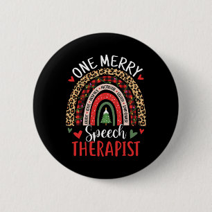 Speech Therapy Rainbow Christmas Speech Language P 6 Cm Round Badge