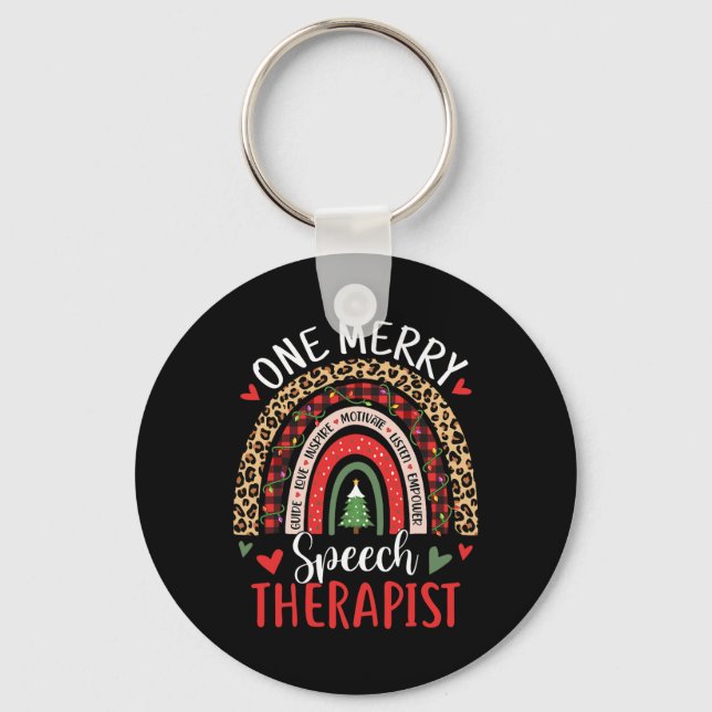 Speech Therapy Rainbow Christmas Speech Language P Key Ring (Front)