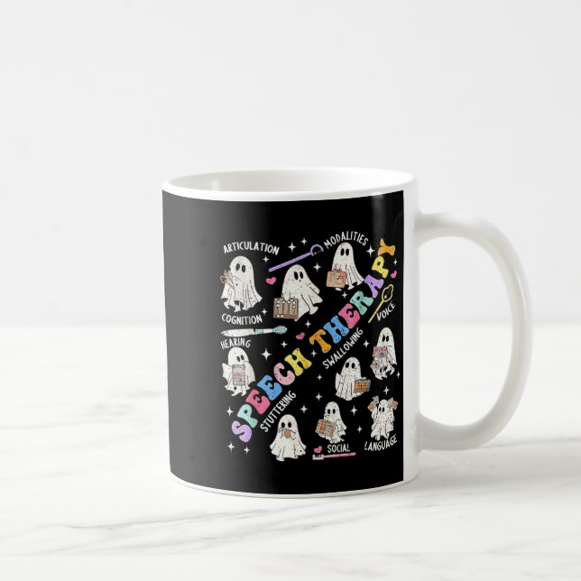 Speech Therapy Retro Groovy Funny Halloween Ghost Coffee Mug (Right)
