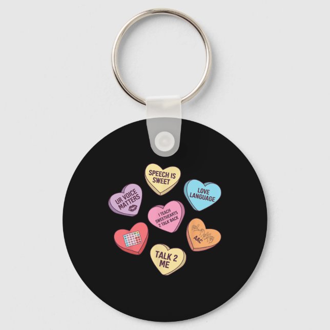Speech Therapy Slp Happy Valentines Day Conversati Key Ring (Front)