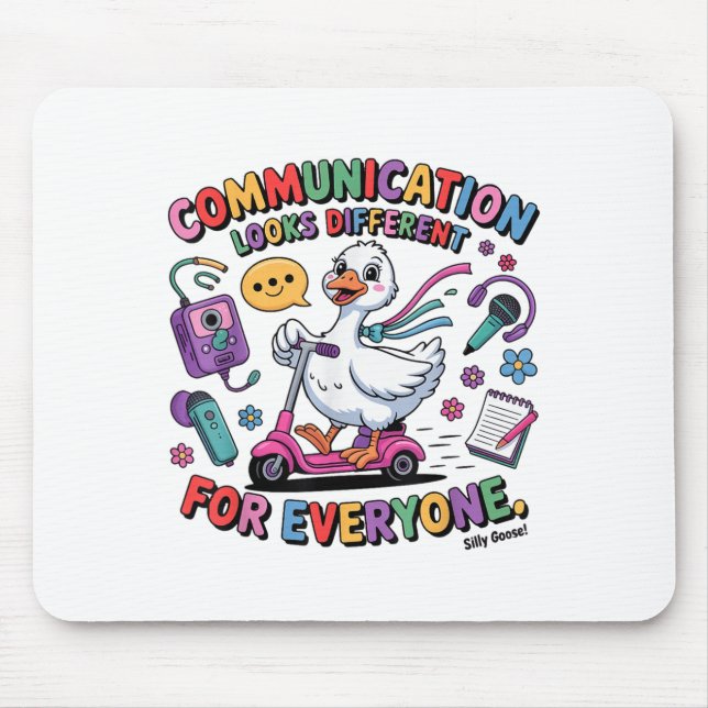 Speech Therapy Slp Silly Goose Communication Looks Mouse Pad (Front)
