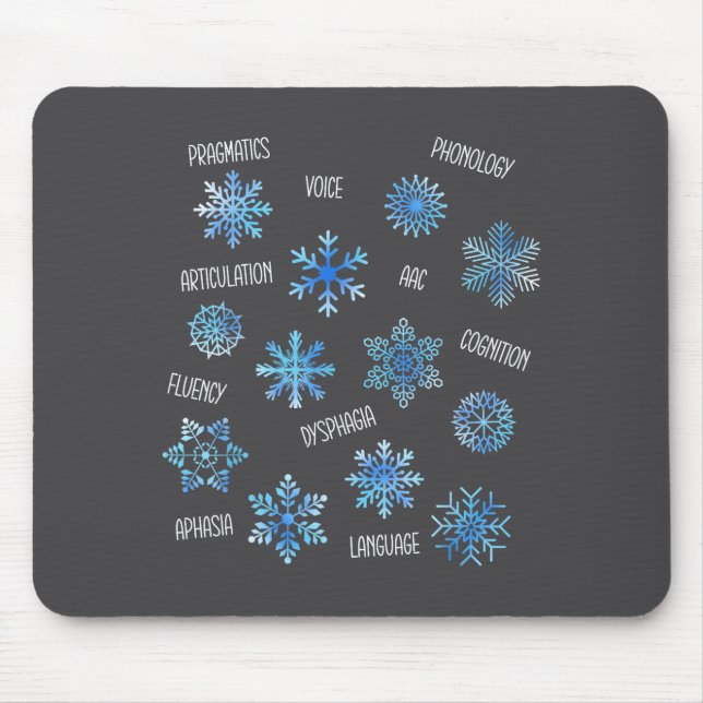 Speech Therapy Snowflake Winter Vocabulary Theme F Mouse Pad (Front)