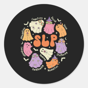 Speech Therapy Speech Language Pathologist Hallowe Classic Round Sticker