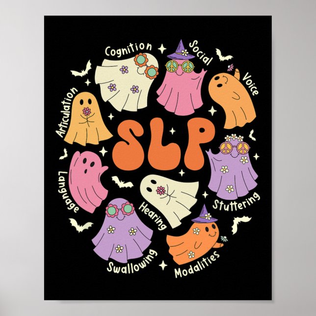 Speech Therapy Speech Language Pathologist Hallowe Poster (Front)
