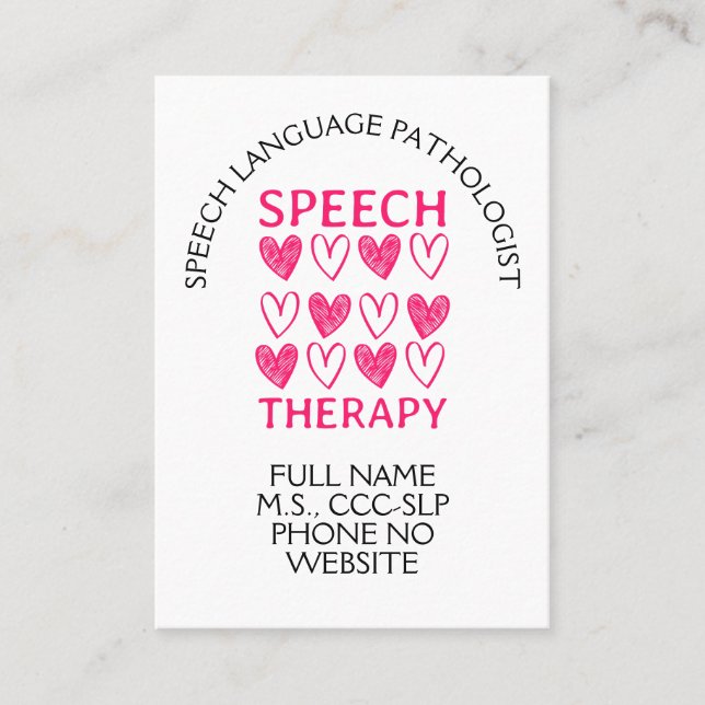 Speech Therapy Speech Language Therapist Business Card (Front)