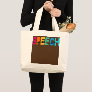 Speech Therapy Therapist SLP LIFE Squad Speech Large Tote Bag