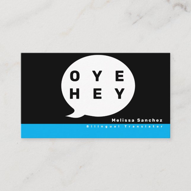 Speech Translator Bilingual Language Teacher Business Card (Front)