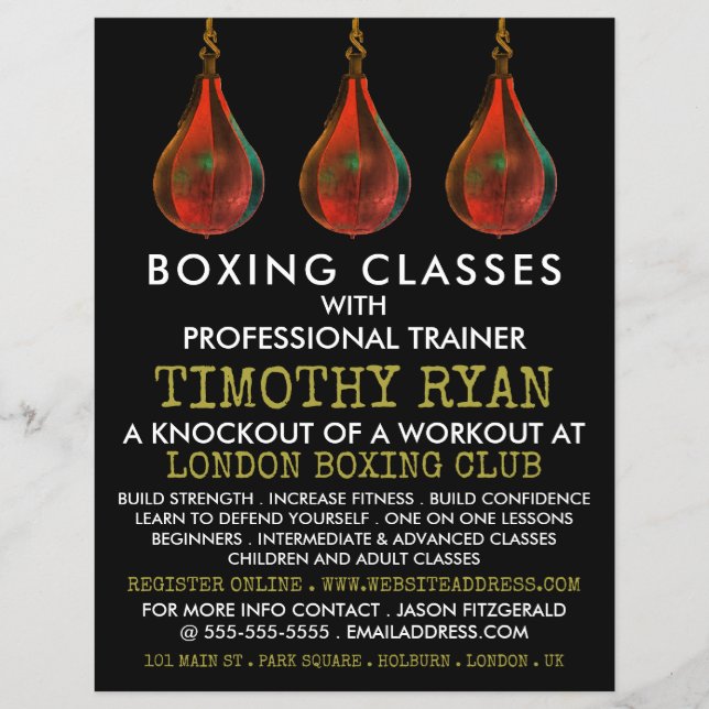 Speed Balls, Boxing Class Advert Flyer (Front)