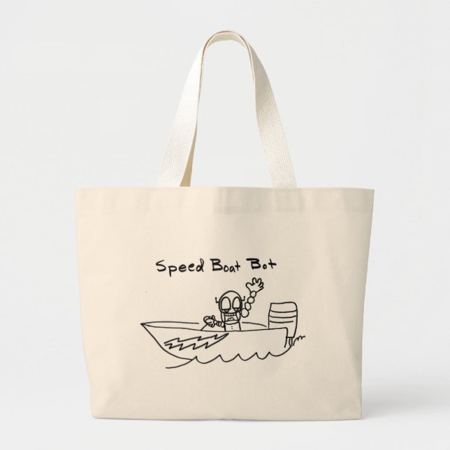 Speed Boat Bot Large Tote Bag (Front)