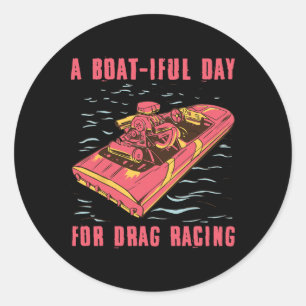 Speed Boat Drag Racing Powerboat Racing Enthusiast Classic Round Sticker