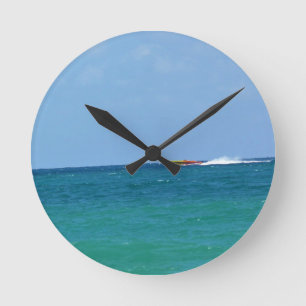 Speed Boat, Fort Lauderdale, Florida Round Clock