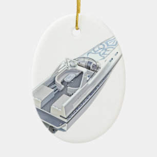 Speed Boat from Above Ceramic Tree Decoration