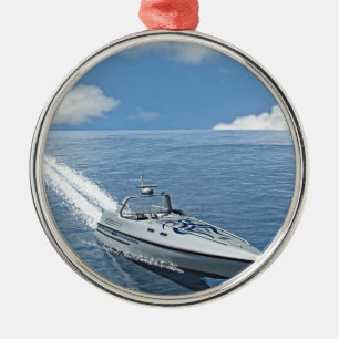 Speed Boat Racing Forward Metal Tree Decoration