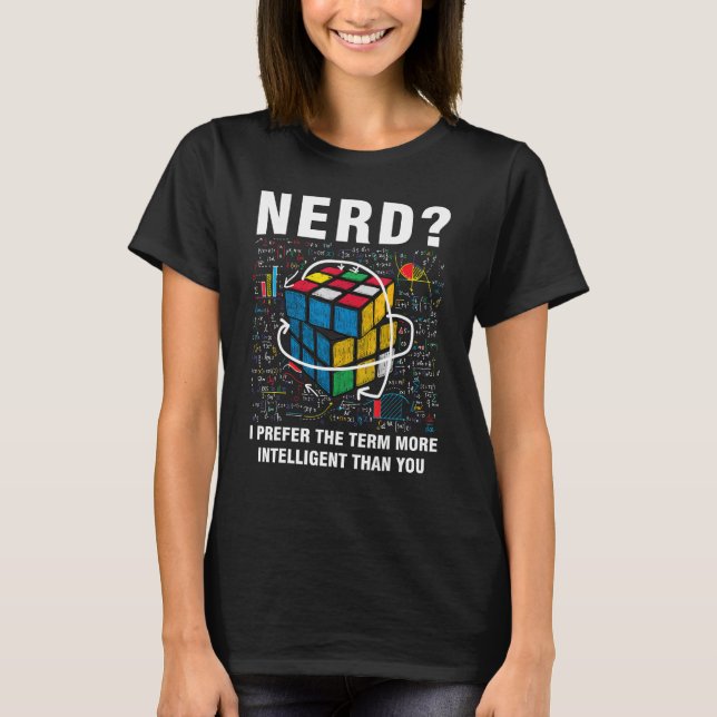 Speed Cubing Nerd Jokes Funny Speed Cubing Math T-Shirt (Front)