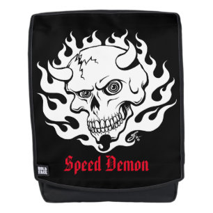 Speed Demon Skull in Flames Backpack
