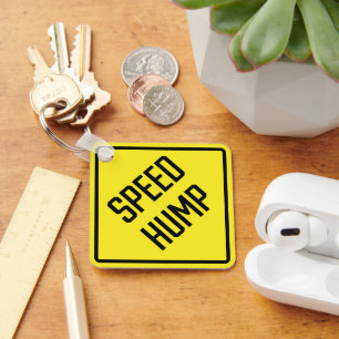 Speed Hump Metal Square Keychain