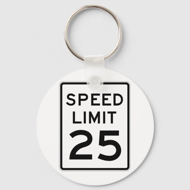 Speed Limit 25 Street Sign Key Ring (Front)