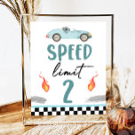 Speed Limit 2 Blue Race Car Two Fast Boy Birthday  Poster<br><div class="desc">♥ A nice decoration for your little one's birthday party! Racing Car Two Fast Two Curious Theme.</div>