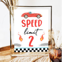 Speed Limit 2 Red Race Car Two Fast Boy Birthday 