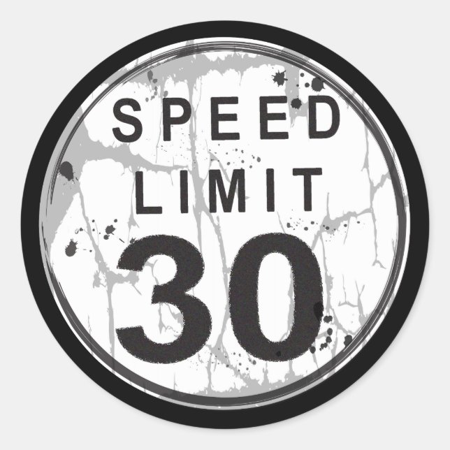 Speed Limit 30 MPH Grungy Sticker (Front)