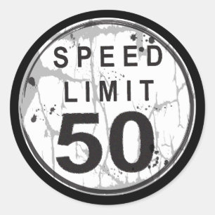 Speed Limit 50 MPH Grungy Sticker