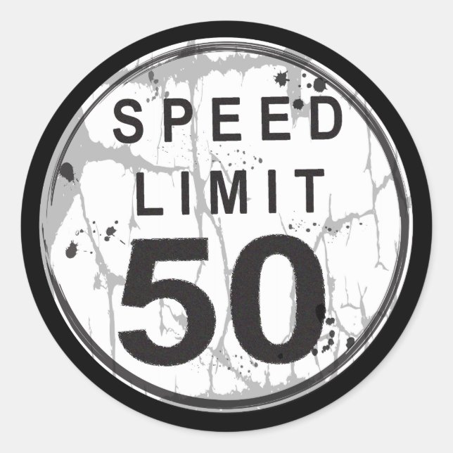 Speed Limit 50 MPH Grungy Sticker (Front)