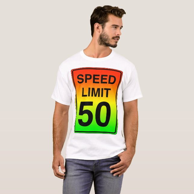 Speed Limit 50 Sign with Stoplight Colours T-Shirt (Front Full)