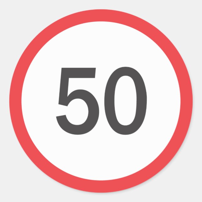 Speed limit fifty classic round sticker (Front)