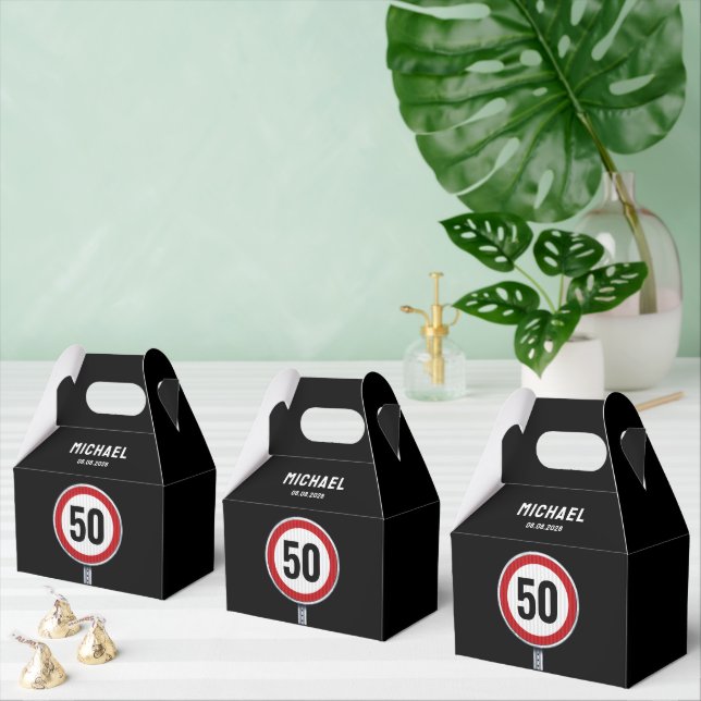Speed limit road sign with CUSTOM AGE birthday Favour Box (Multiple)