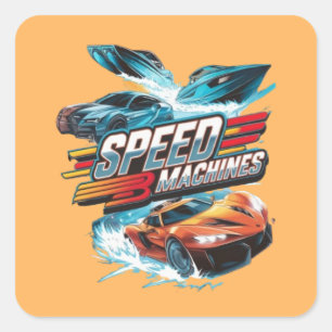 Speed machines square sticker